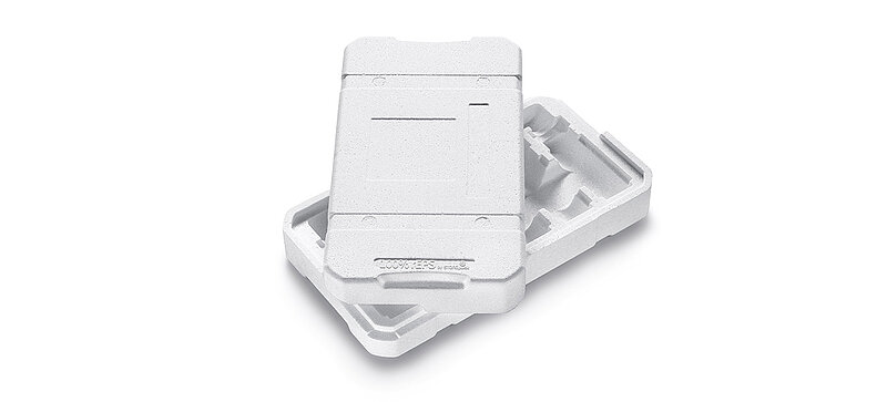 Una caja de embalaje protector blanco hecha a medida con EPS reciclado