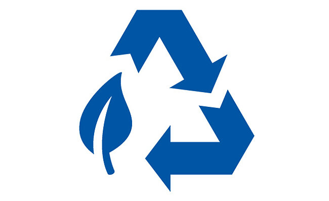 Un logotipo de reciclaje azul