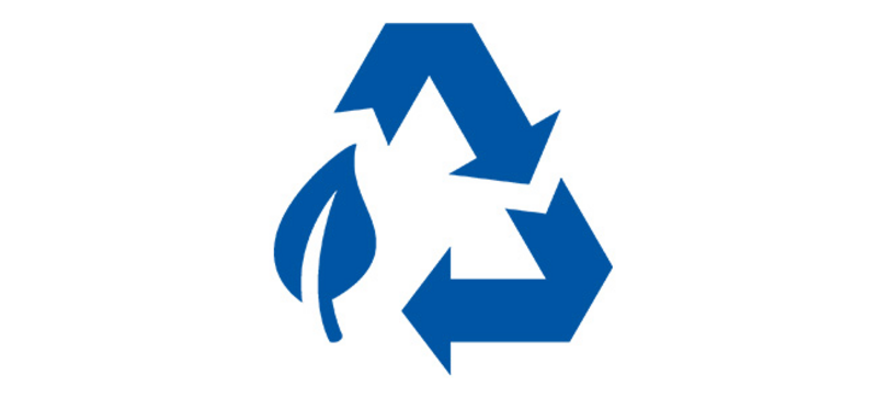 Un logotipo de reciclaje azul